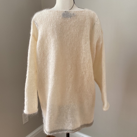 Handmade wool sweater cardigan neutral coastal grandma Small lightweight - Picture 5 of 10